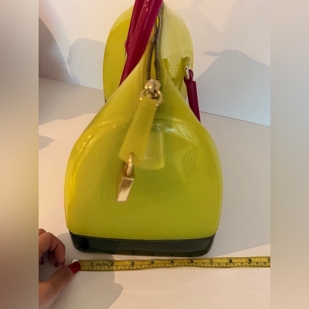 Furla Candy Bag Neon Multicolor Jelly Satchel Rubber Rare Padlock Italy - Picture 12 of 14